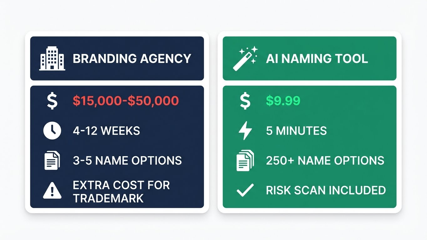Visual comparison of agency pricing versus AI tool costs