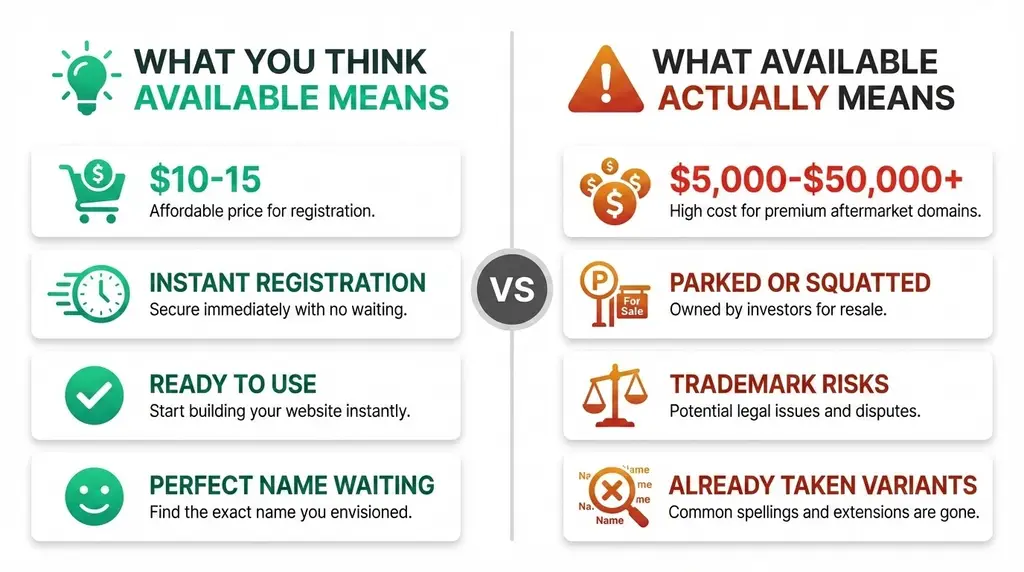 Comparison of expected vs actual domain availability