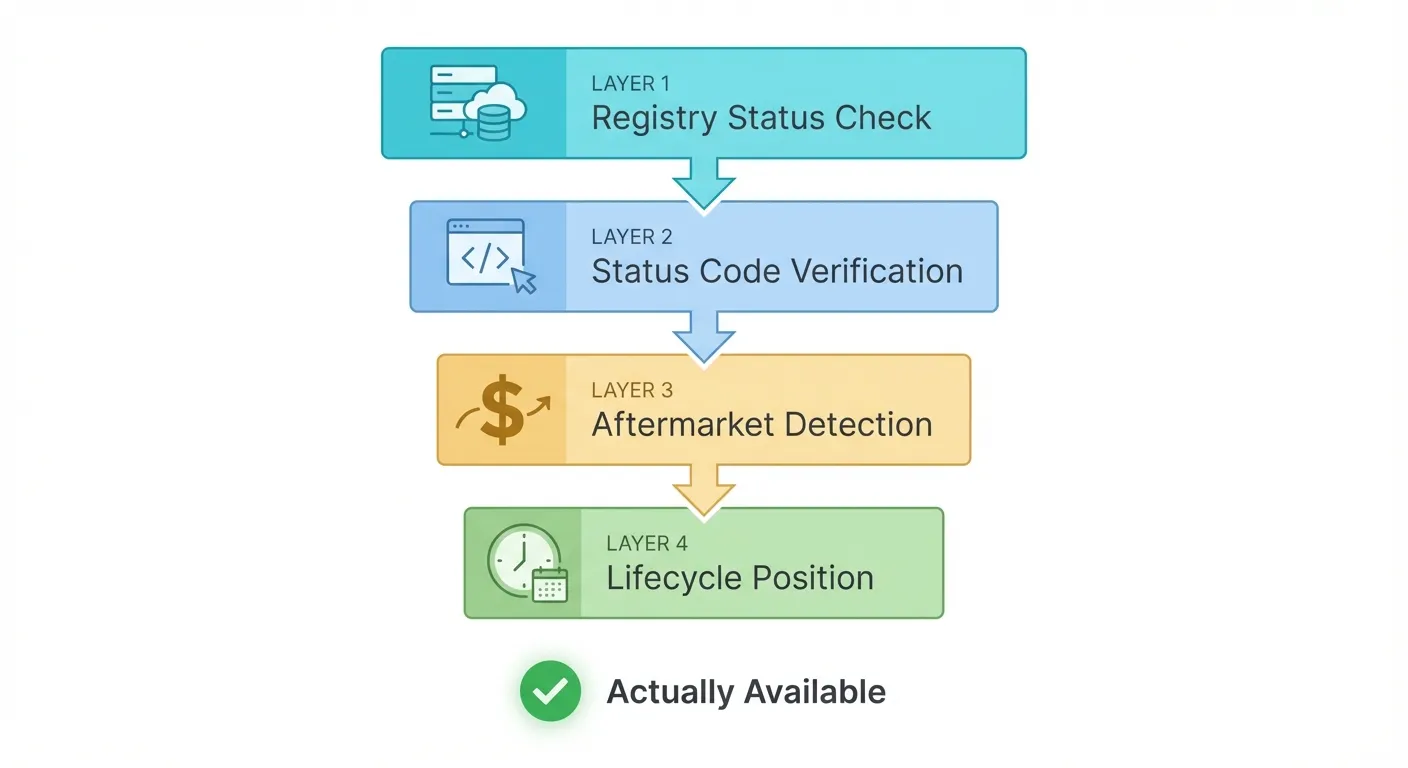 Flowchart showing the complete domain verification process from surface check to full validation