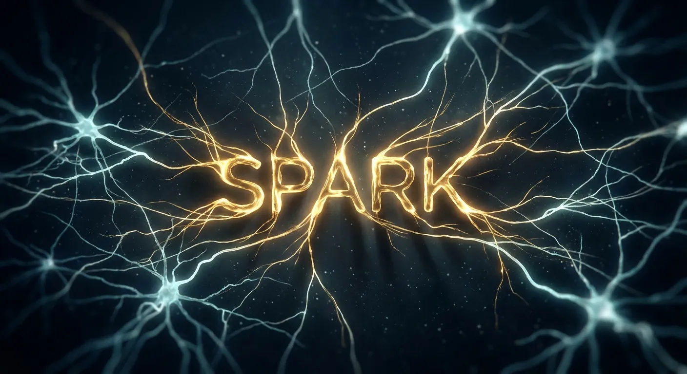 A single luminous word floating in a dark space, casting light onto a network of glowing neural pathways that branch outward, symbolising how the right name activates memory connections in the brain